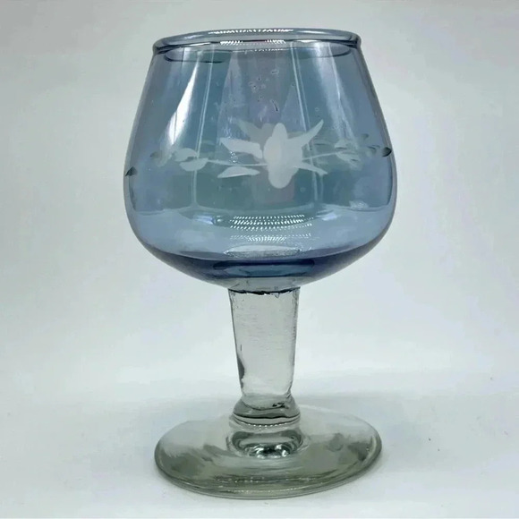 Vintage Iridescent Blue Flash Etched Cordial Glass 2.75" Tall - Very HTF! - Picture 1 of 2